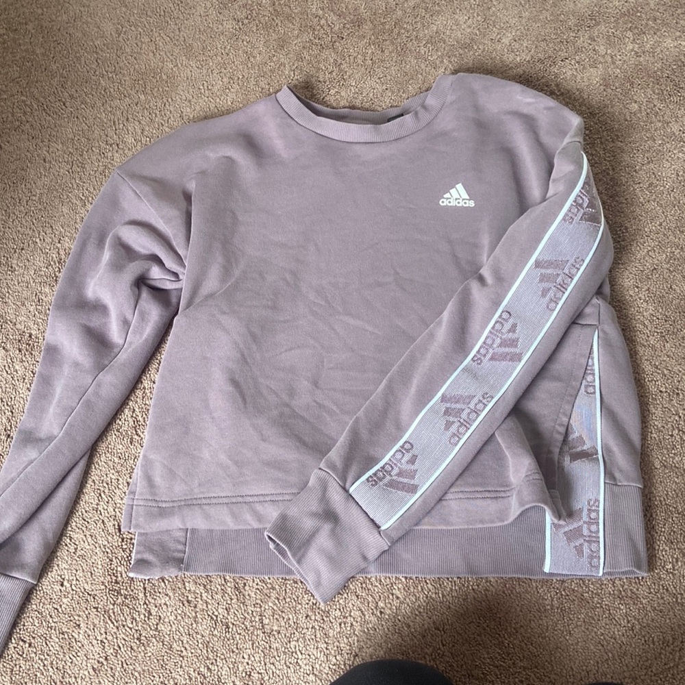Purple Adidas Cropped Crewneck